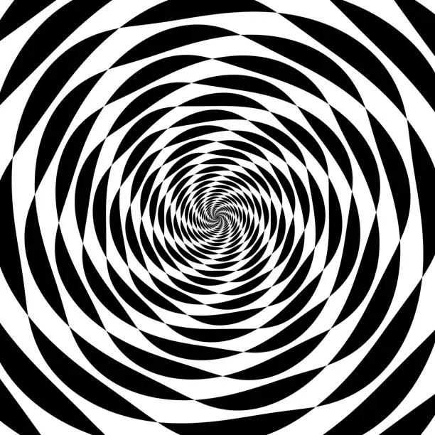 Vector illustration of Black and white hypnotic spiral pattern.