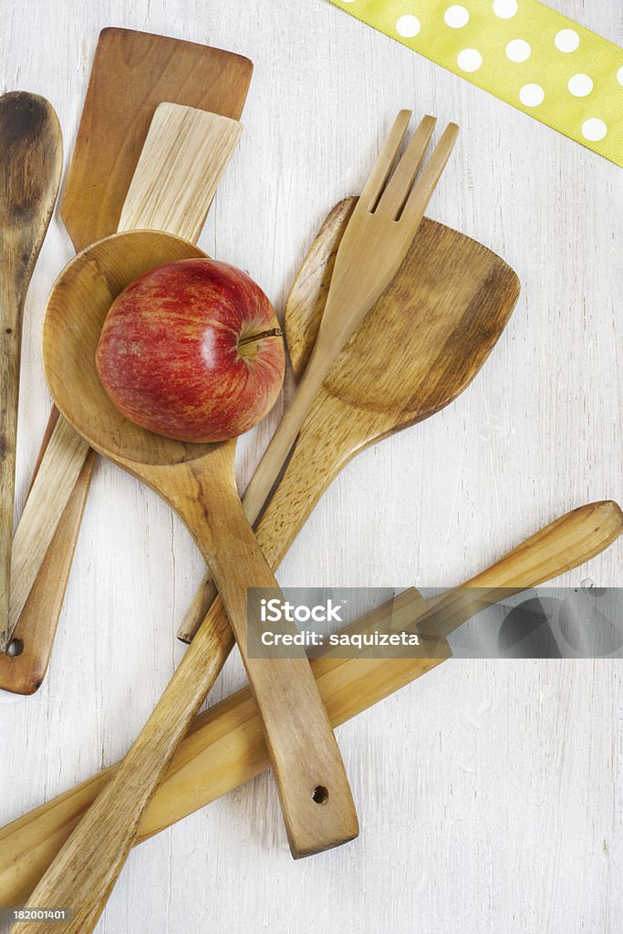 Colheres de madeira, cookware - Royalty-free Antigo Foto de stock