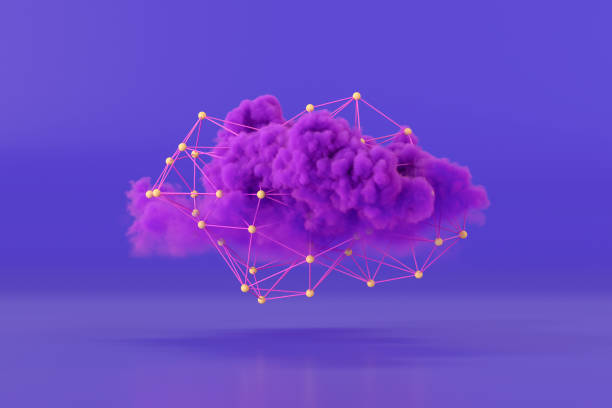 istock Futuristic technology innovation background cloud and plexus with neon lights 1820015413