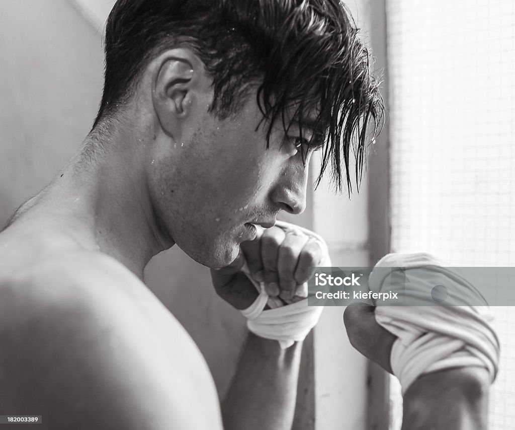 Portrait of young male fighter Portrait of young male fighter (black and white) Muttahida Majlis-e-Amal Stock Photo