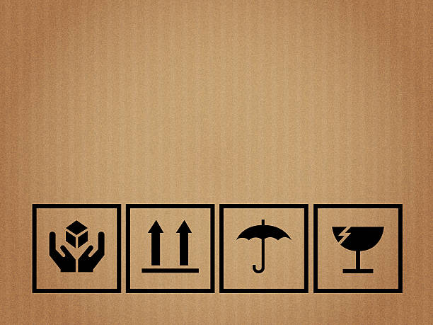 istock Black fragile symbol on cardboard 182003522