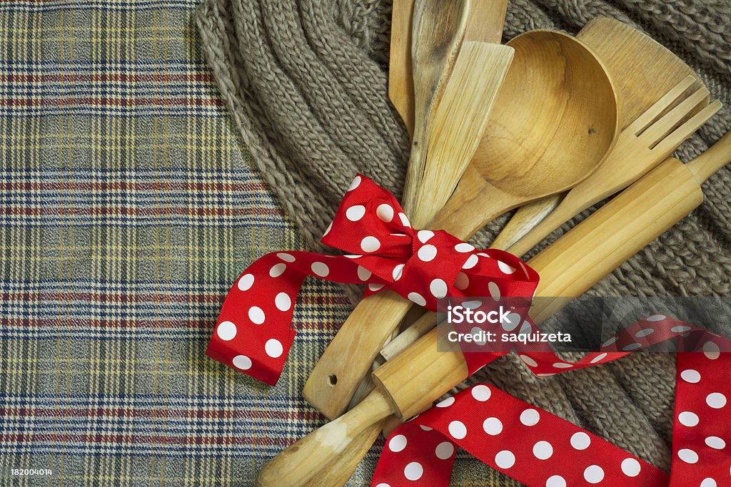 Colheres de madeira, cookware - Royalty-free Antigo Foto de stock