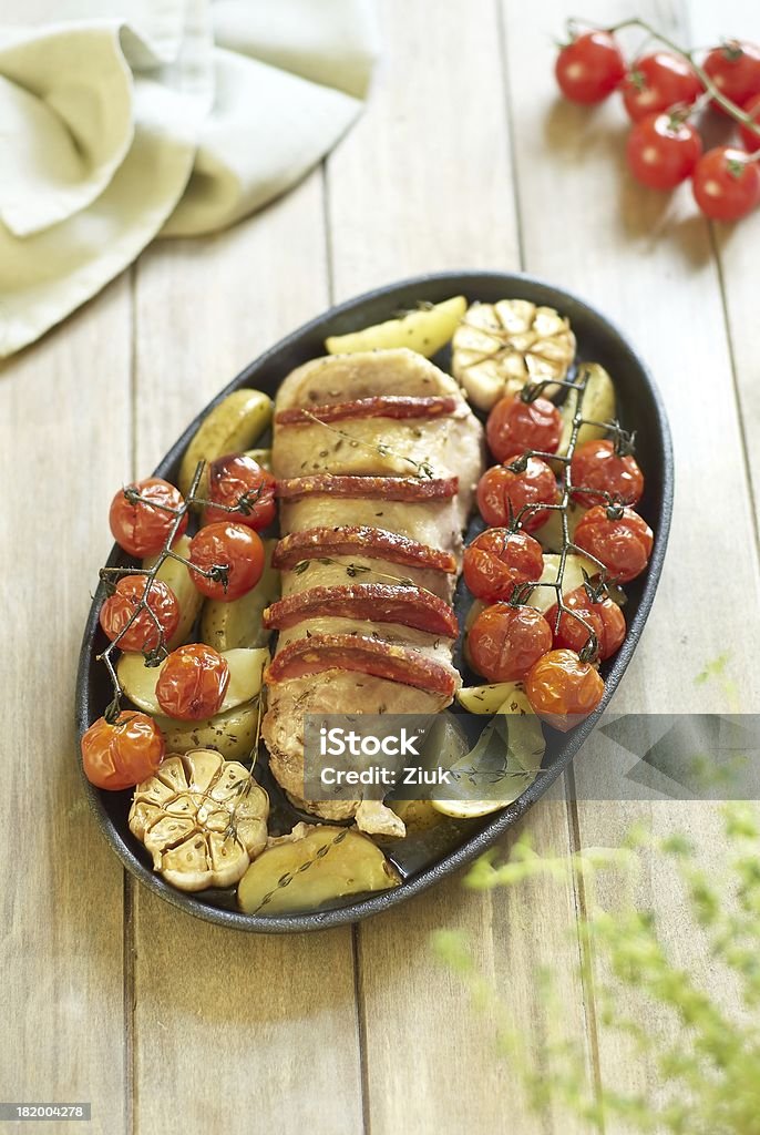 Feijões Filete mignon com chorizo e produtos hortícolas - Royalty-free Alho Foto de stock