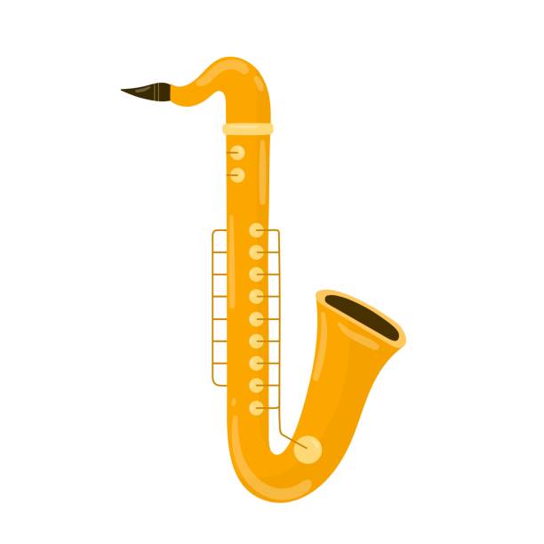 白い背景にサクソフォーン楽器 - parade marching band trumpet musical instrument点のイラスト素材／クリップアート素材／マンガ素材／アイコン素材