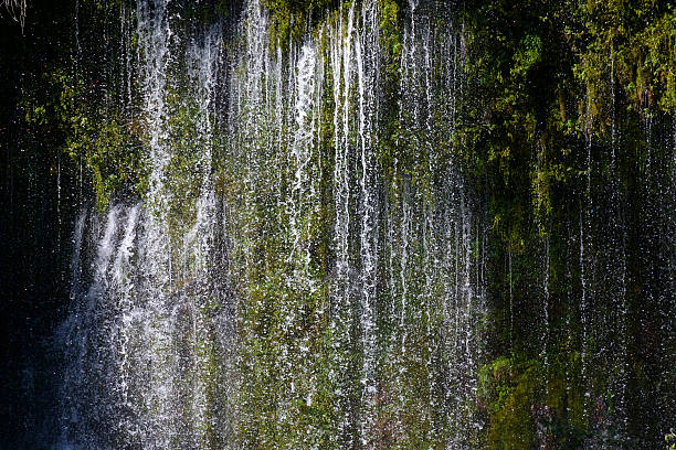 Falling Water MacArthur Burney Falls in Shasta County, California burney falls stock pictures, royalty-free photos & images