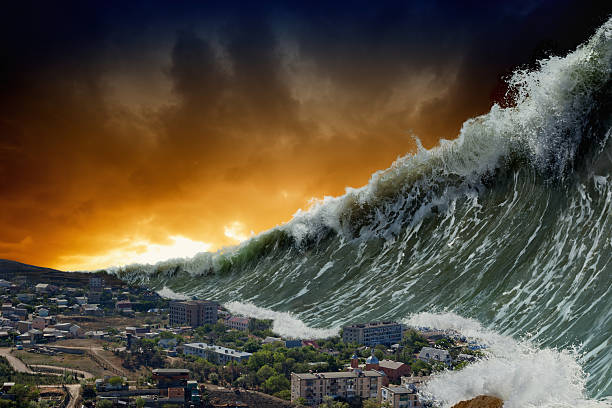 Tsunami waves stock photo