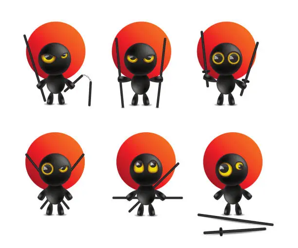 Vector illustration of Ninja warrior cartoon illustrations