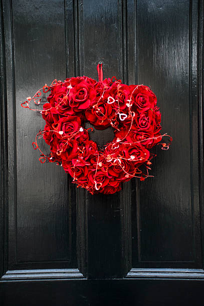 Heart on black door