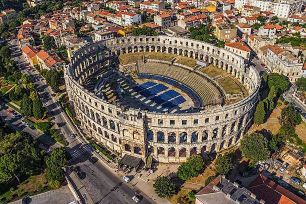 Arena in Pula Roman time arena in Pula, detail, Croatia. UNESCO world heritage site. istria photos stock pictures, royalty-free photos & images