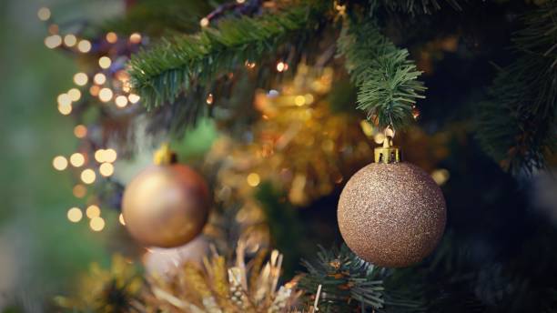istock Christmas background. Beautiful colorful decorations on the Christmas tree with lights. Abstract concept for holidays and winter time. 1820078842