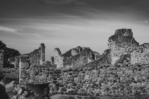Ruined stone buildings.