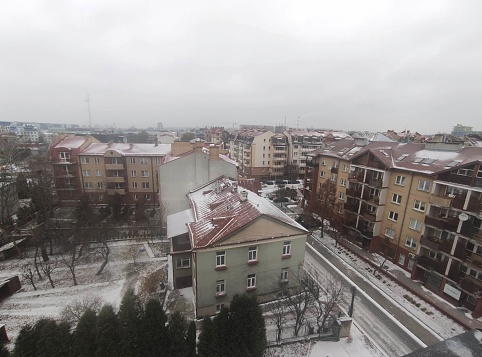 Sleeping area of the city is covered in snow, a winter has come