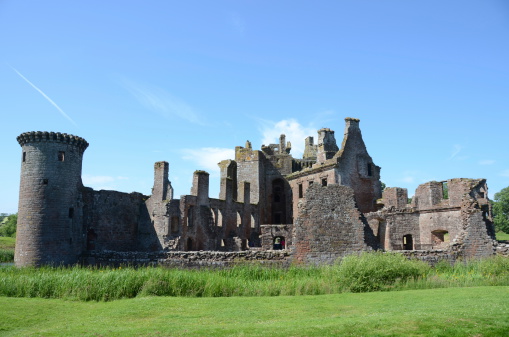 An external view of the ruined Caerlaverock castle in the Scottish borders