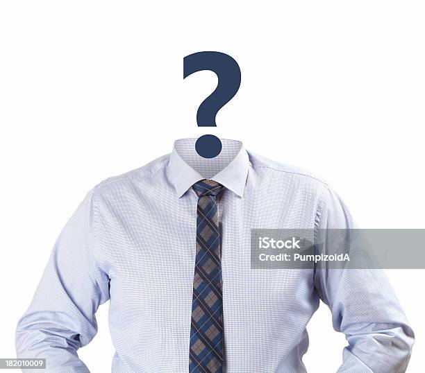 Man With A Question Mark As A Face Stock Photo - Download Image Now - Necktie, Question Mark, Business