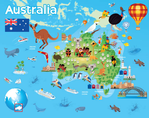 mapa podróży do australii - kakadu australia kakadu national park northern territory stock illustrations
