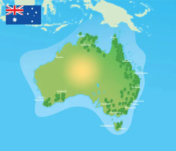 Vector illustration of Australia Forest Map