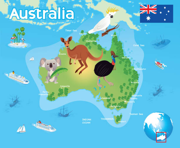 ilustrações, clipart, desenhos animados e ícones de mapa da austrália - kakadu national park australia bird northern territory