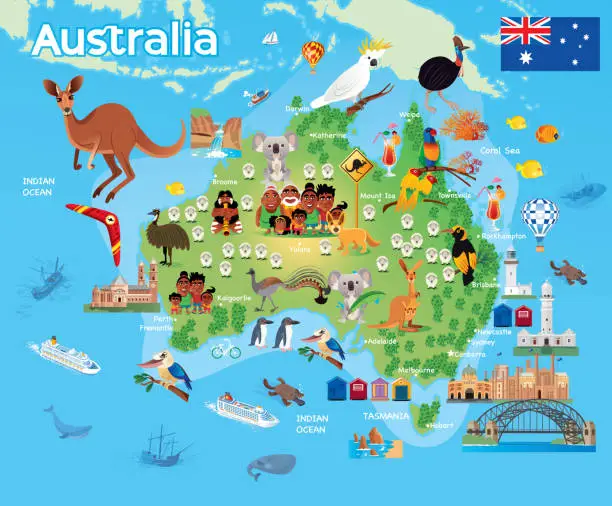 Vector illustration of Australia Kids Map