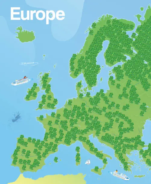 Vector illustration of Europe Forest Map