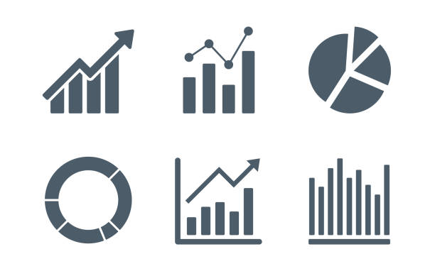 business graphs charts icon set, infographic finance statistic finance diagram graphic charts icons, infographic elements increase stat stock illustrations