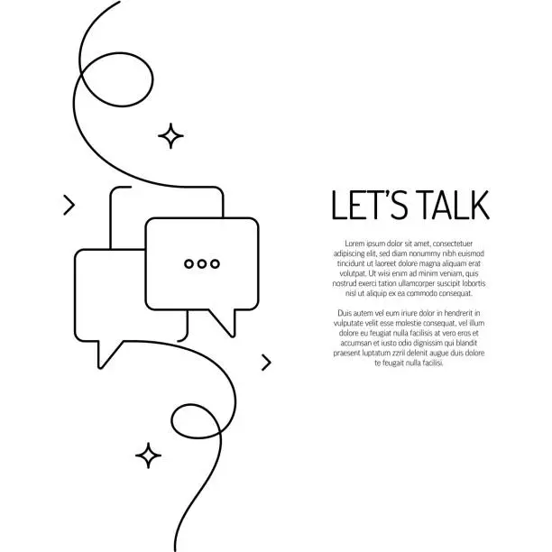 Vector illustration of Continuous Line Drawing of Let's Talk Icon. Hand Drawn Symbol Vector Illustration.