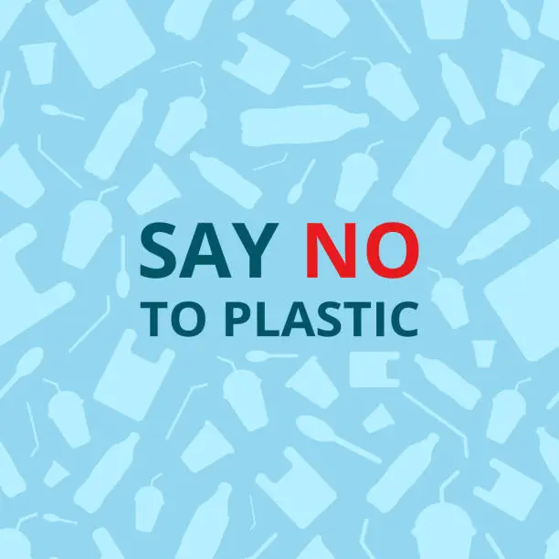 Vector illustration of Say no to plastic, seamless pattern.