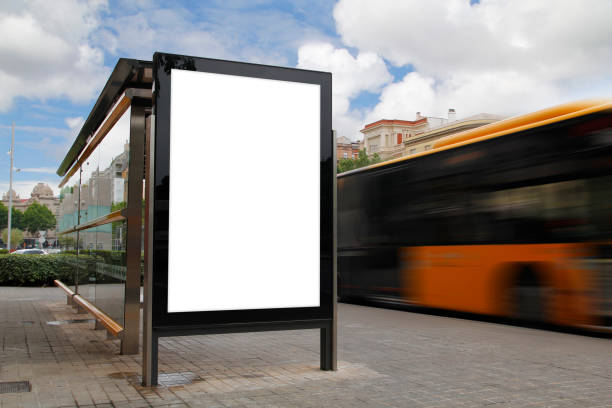 istock Blank Vertical City Light Poster for Advertising at the Bus Stop 1820155745