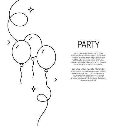 Continuous Line Drawing of Party Balloon Icon. Hand Drawn Symbol Vector Illustration.