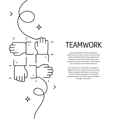 Continuous Line Drawing of Teamwork Icon. Hand Drawn Symbol Vector Illustration.