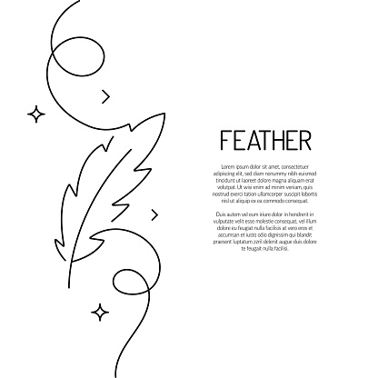 Continuous Line Drawing of Feather Icon. Hand Drawn Symbol Vector Illustration.