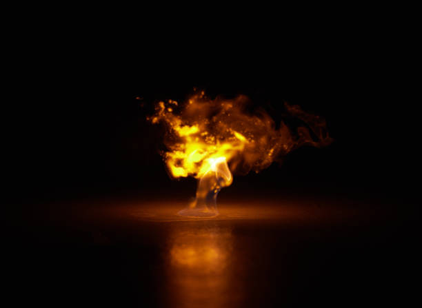 istock Flame, heat and fire explosion with black background with sparks, gas and light from burning in studio. Fuel, flare and glow from thermal power n dark with creativity and inferno with danger 1820182606