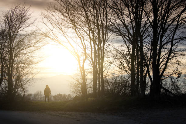 istock Woman silhouette on langhe Italian Countryside 1820192465