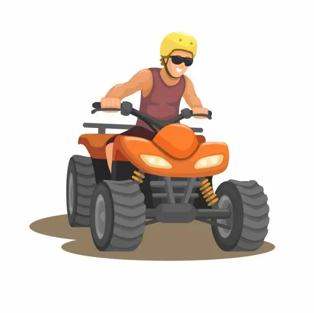 Vector illustration of Man riding ATV Cartoon illustraton Vector