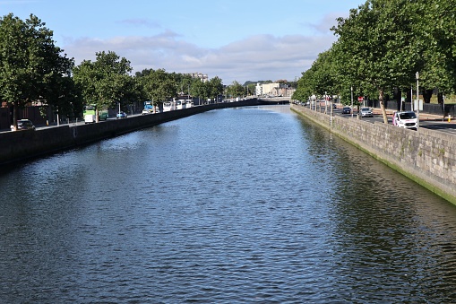 Dublin, Ireland – September 20, 2021: River Liffey from Rory O'More Bridge