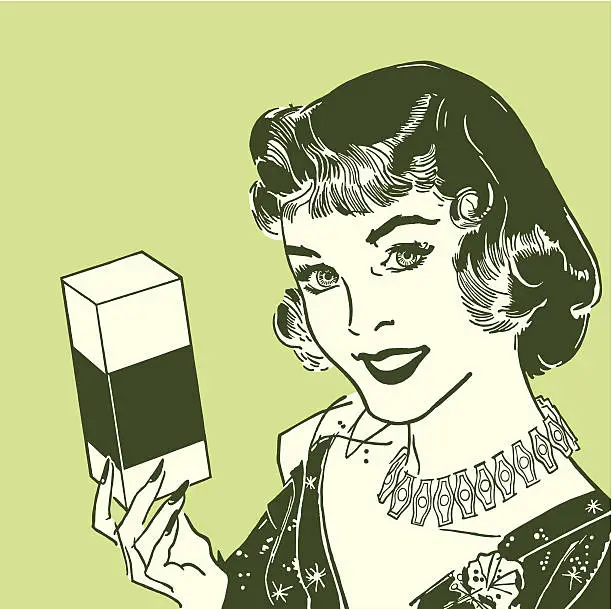 Vector illustration of Woman Holding a Box