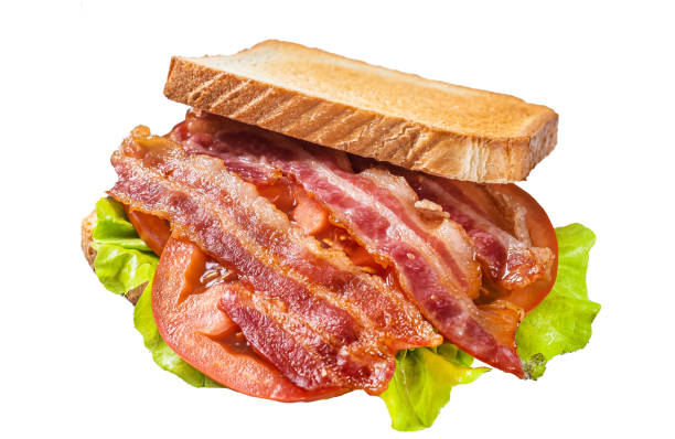 istock BLT toasted sandwich with bacon, tomato and lettuce.  Isolated, white background. 1820231704