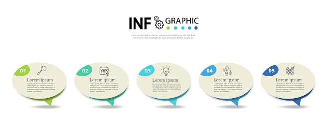 Business infographic vector presentation. 5 step system.