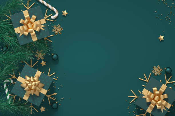 istock 3D modeling and rendering of Christmas-themed elements, gift box background 1820243154