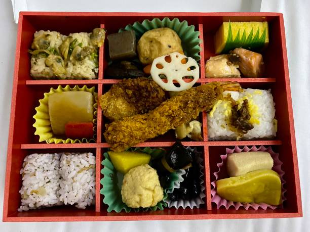 Japan - Japanese Bento ( take away box with mouthful of food)