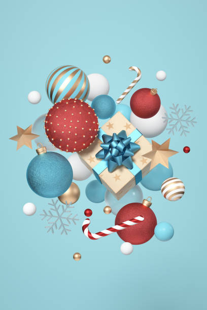 istock 3D modeling and rendering of Christmas-themed elements, gift box background 1820244273