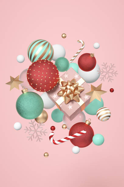 istock 3D modeling and rendering of Christmas-themed elements, gift box background 1820244278