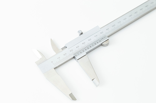 Vernier calipers on a white background.