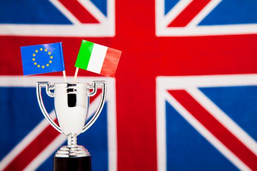 Winners Trophy with EU and Italian flag
