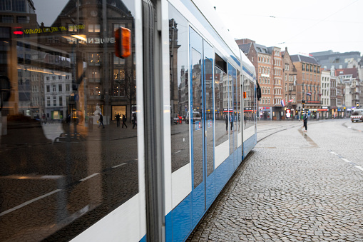 A wet and rainy morning in the centre of Amsterdam