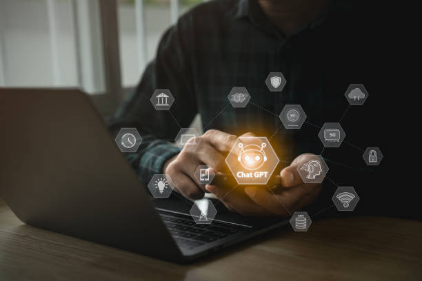 istock Businessman use smartphone mobile phone with touch digital chatbot, chat GPT, robot application, conversation assistant, Artificial Intelligence concept, digital chatbot virtual screen. Automatic AI. 1820259761