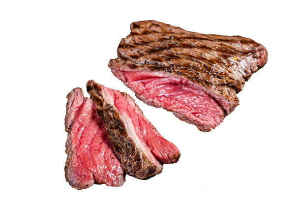 istock Grilled Wild Venison steak with thyme and salt, game meat. Isolated, white background. 1820259880