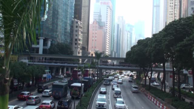 Hong Kong, Video, Rush Hour, Traffic Jam, Land Vehicle, Bridge, Skyline, Road Traffic, China, East Asia
