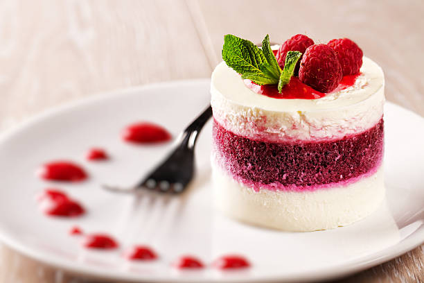 Delicious panna cotta with berries. stock photo