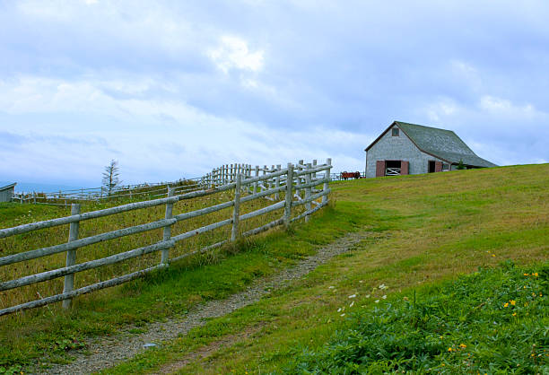 istock Country fence and barn. 182026135