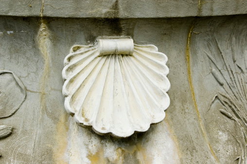 Scallop shell detail in a monument.